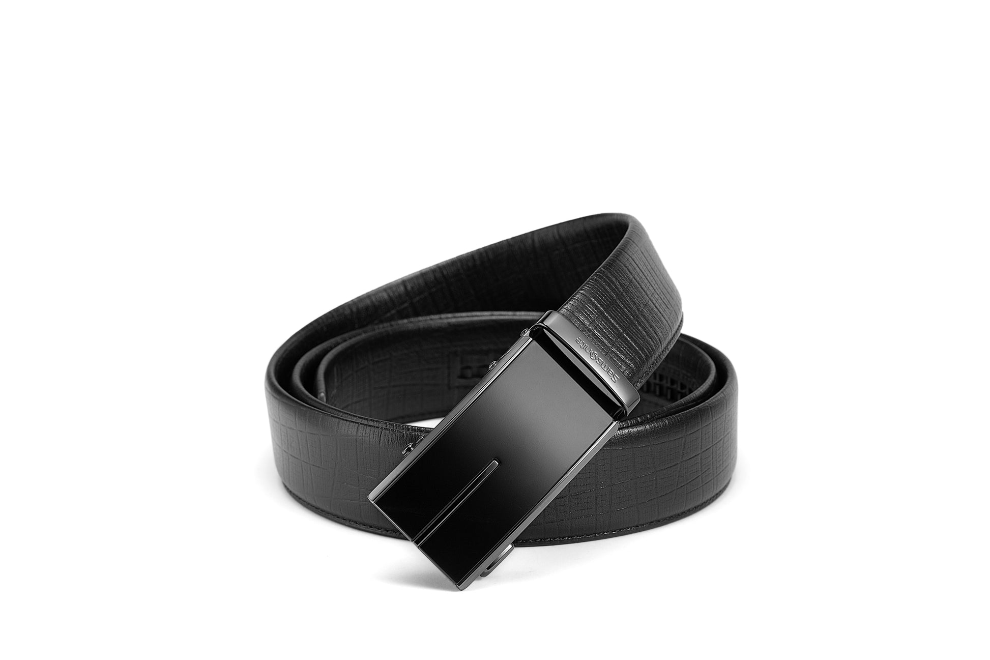 Angled buckle view of the AAMIR II BIZAUTO PLATE 03 BELT. Now Available Online