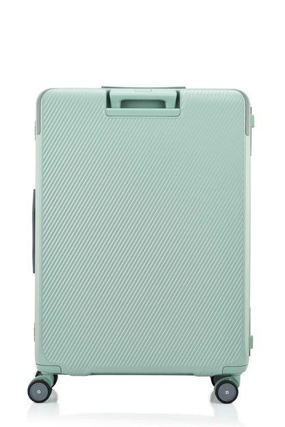 Back view of the Evox Spinner Large luggage in Mint. Shop the Collection Online.