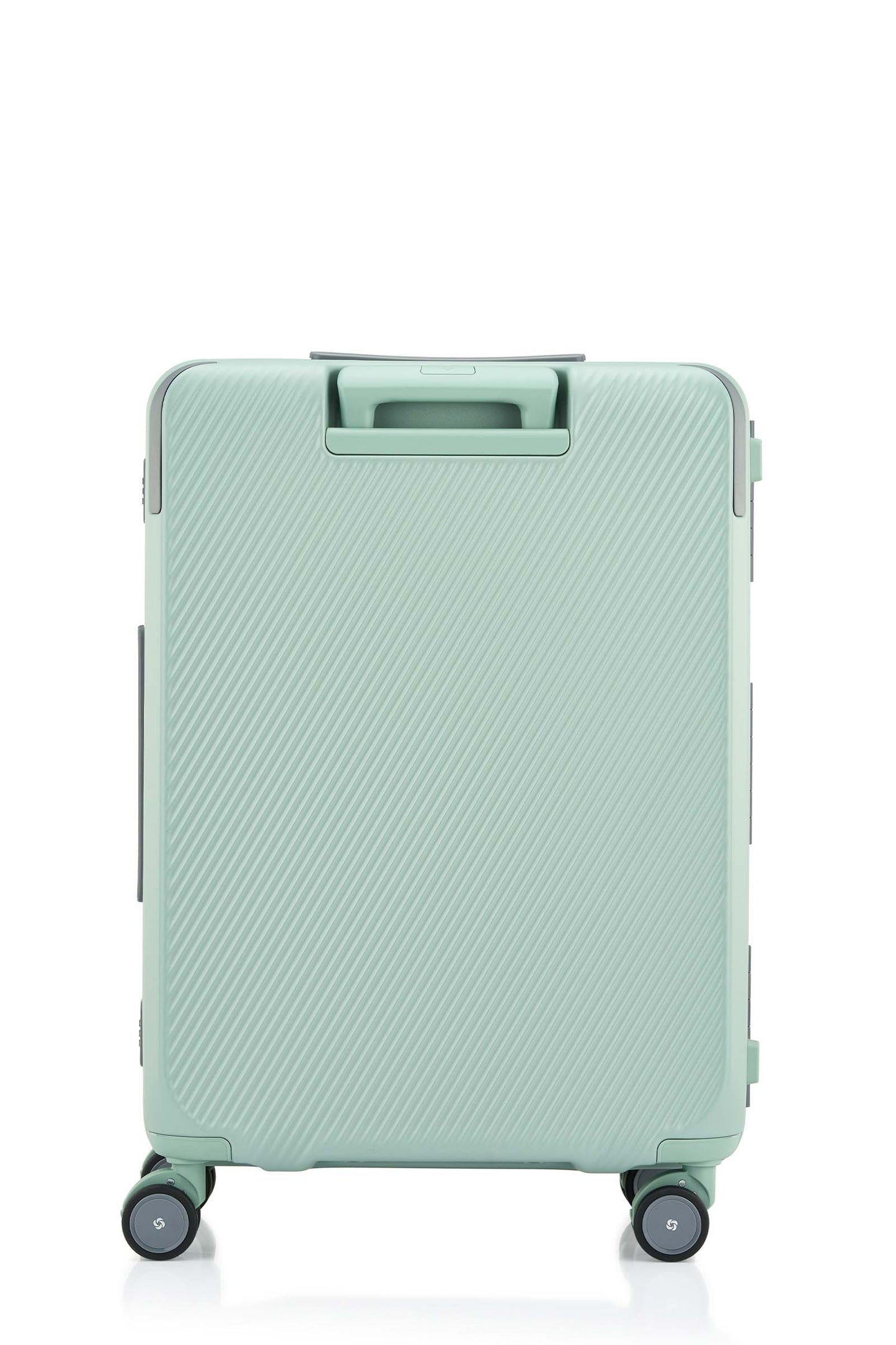 Back view of the Evox Spinner Medium luggage in Mint. Shop the Collection Online.