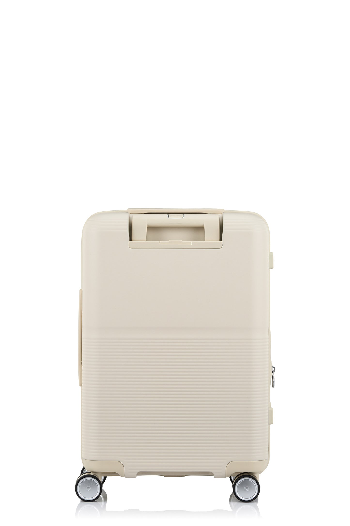 Back view of the Samsonite Flatform Spinner Cabin in Ivory. Shop the Latest Online