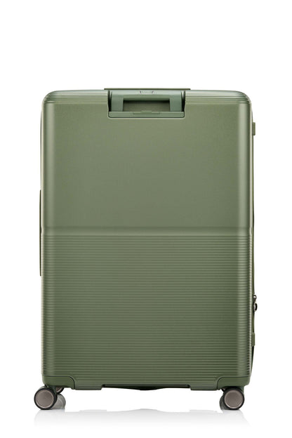 Back view of the Samsonite Flatform Spinner Large in Metallic Green. Shop the Latest Online