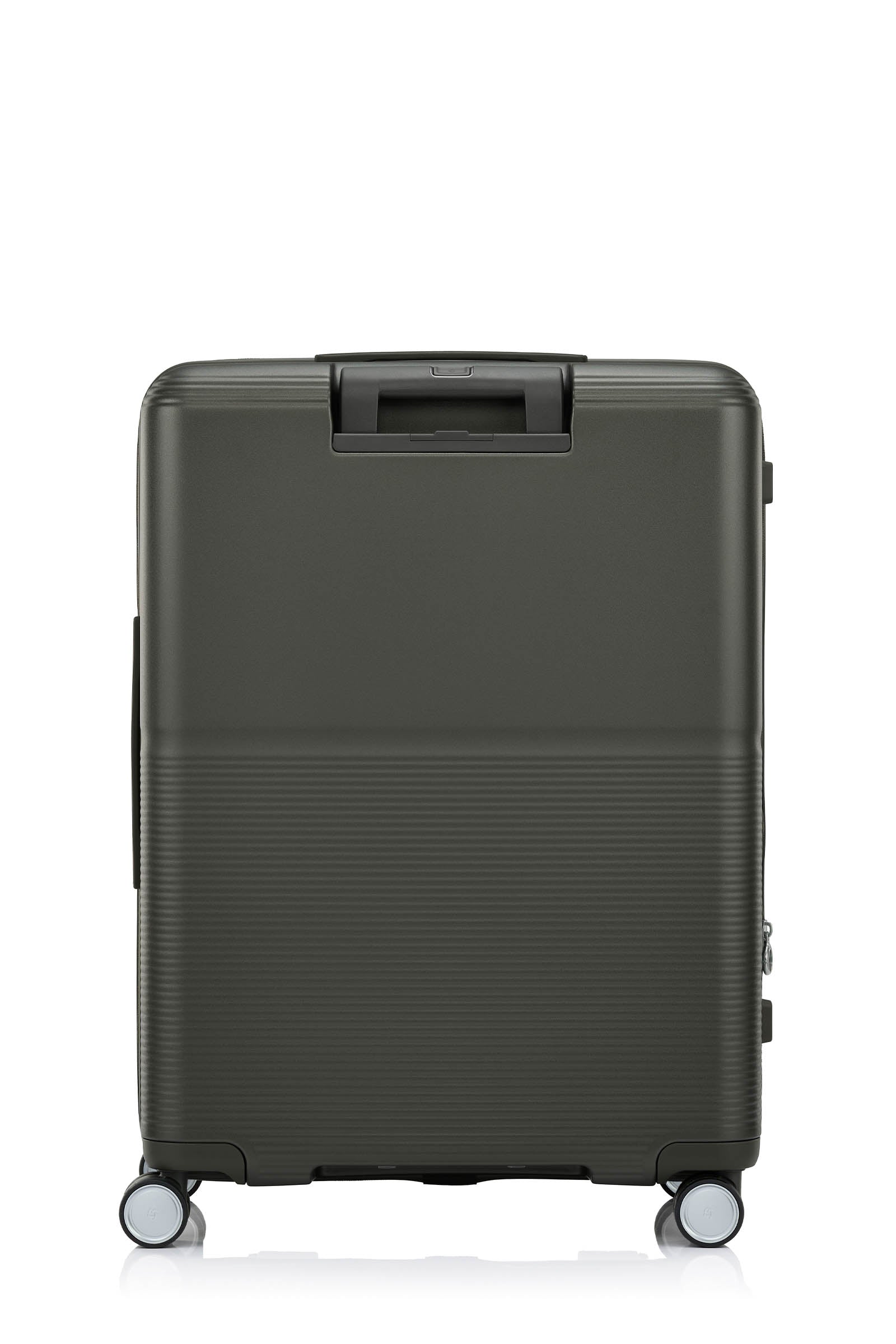 Back view of the Samsonite Flatform Spinner Medium in Dark Moss. Shop the Latest Online