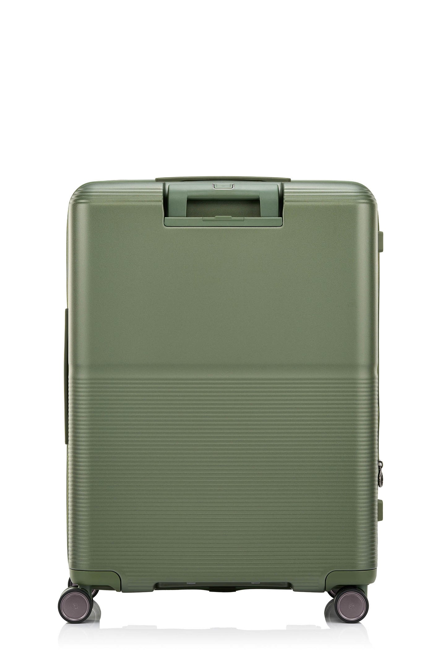 Back view of the Samsonite Flatform Spinner Medium in Metallic Green. Shop the Latest Online