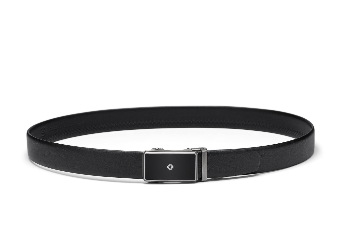 Buckled belt view of the Samsonite AAMIR II Bizplate Al Auto 02 Leather Black Belt. Find Online Today