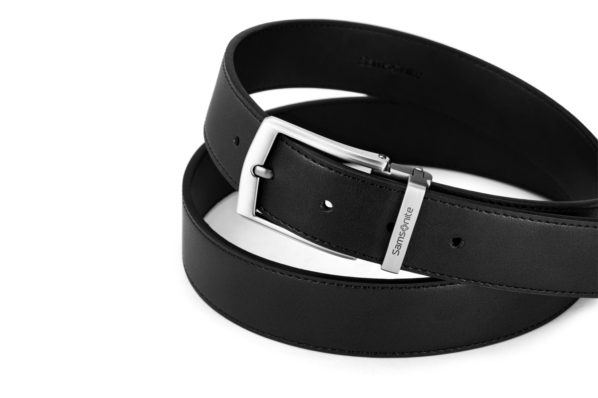 Close up Front buckle rolled up view of the AAMIR II BIZPIN PLATE 04 BELT. Shop Now Online