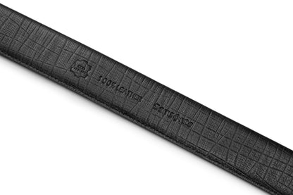 Close up back logo view of the AAMIR II BIZAUTO PLATE 03 BELT. Now Available Online