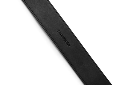 Close up back  logo view of the AAMIR II BIZPIN PLATE 04 BELT. Shop Now Online