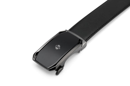 Close up buckle front view of the AAMIR II BIZPLATE AL AUTO 04 BELT. Shop the Latest Online 