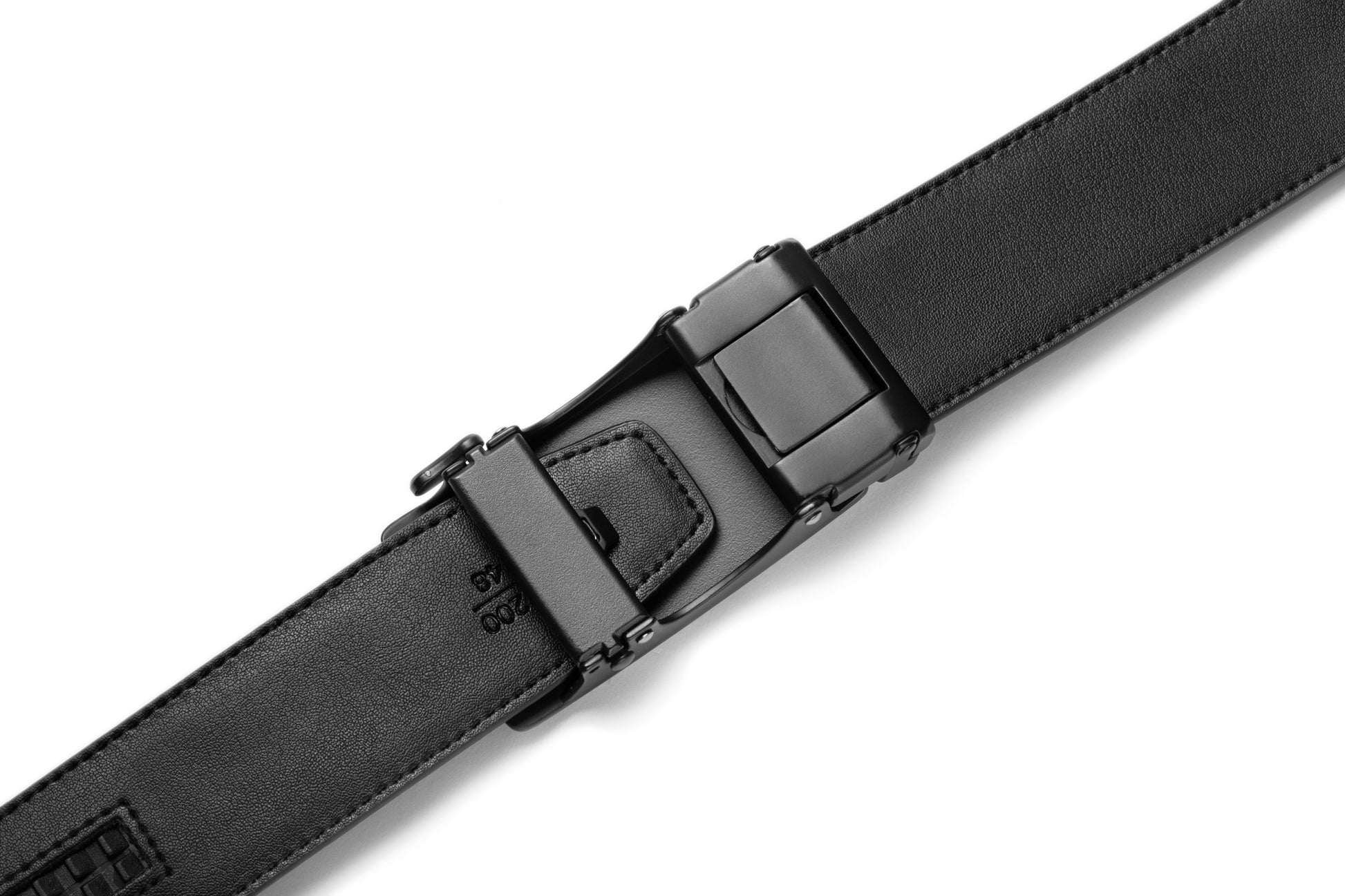 Close up end tip meets buckle back view of the AAMIR II BIZAUTO PLATE 04 BELT. Find Online Today