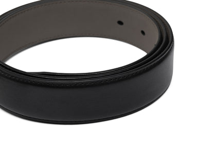 Close up rolled up leather view of the Samsonite AAMIR II Bizctr Square Belt in Black. Available Online Now
