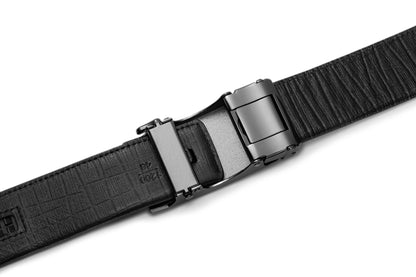 End tip meets buckle view of the AAMIR II BIZAUTO PLATE 03 BELT. Now Available Online