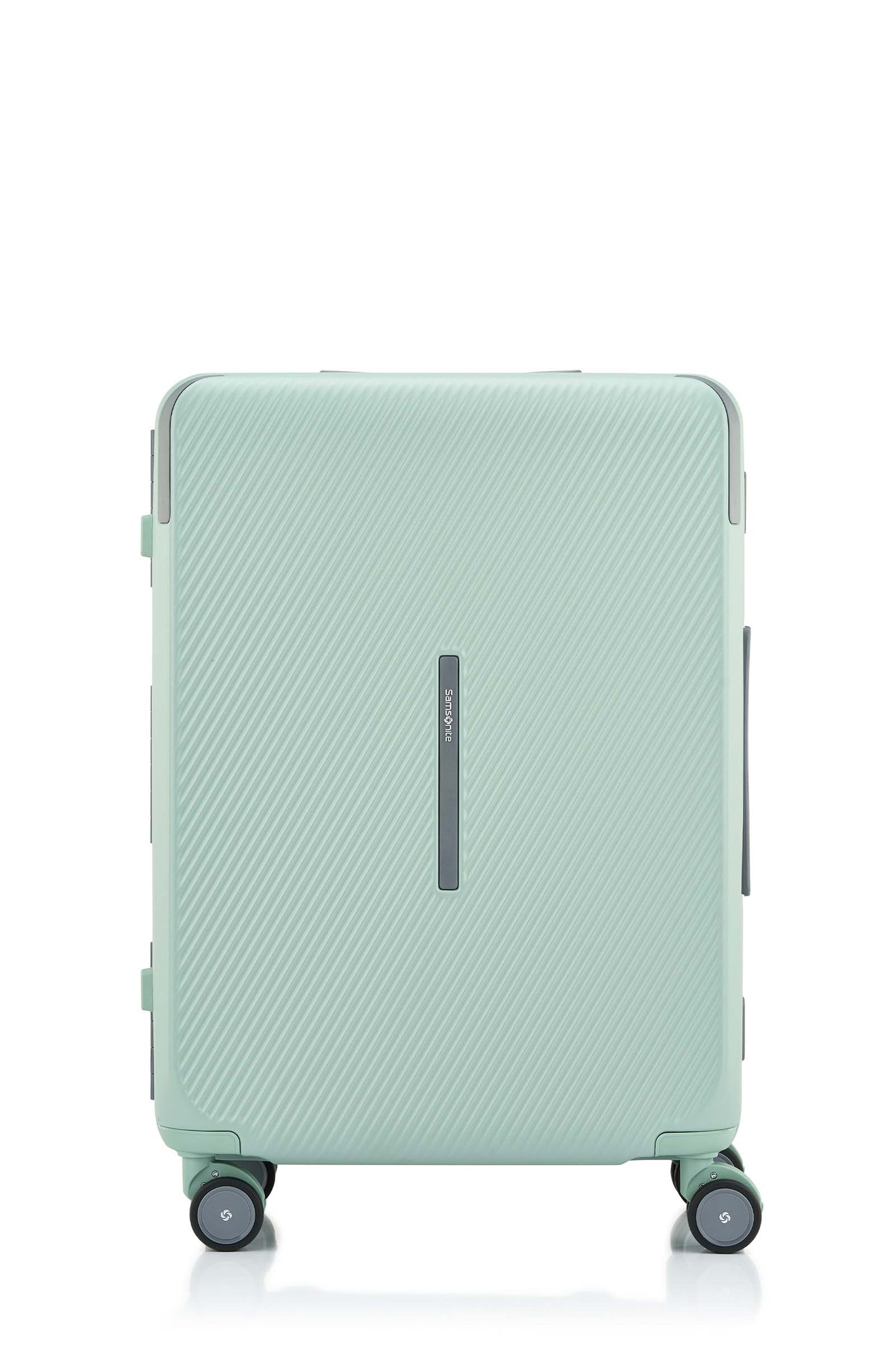 Front view of the Evox Spinner Medium luggage in Mint. Shop the Collection Online.