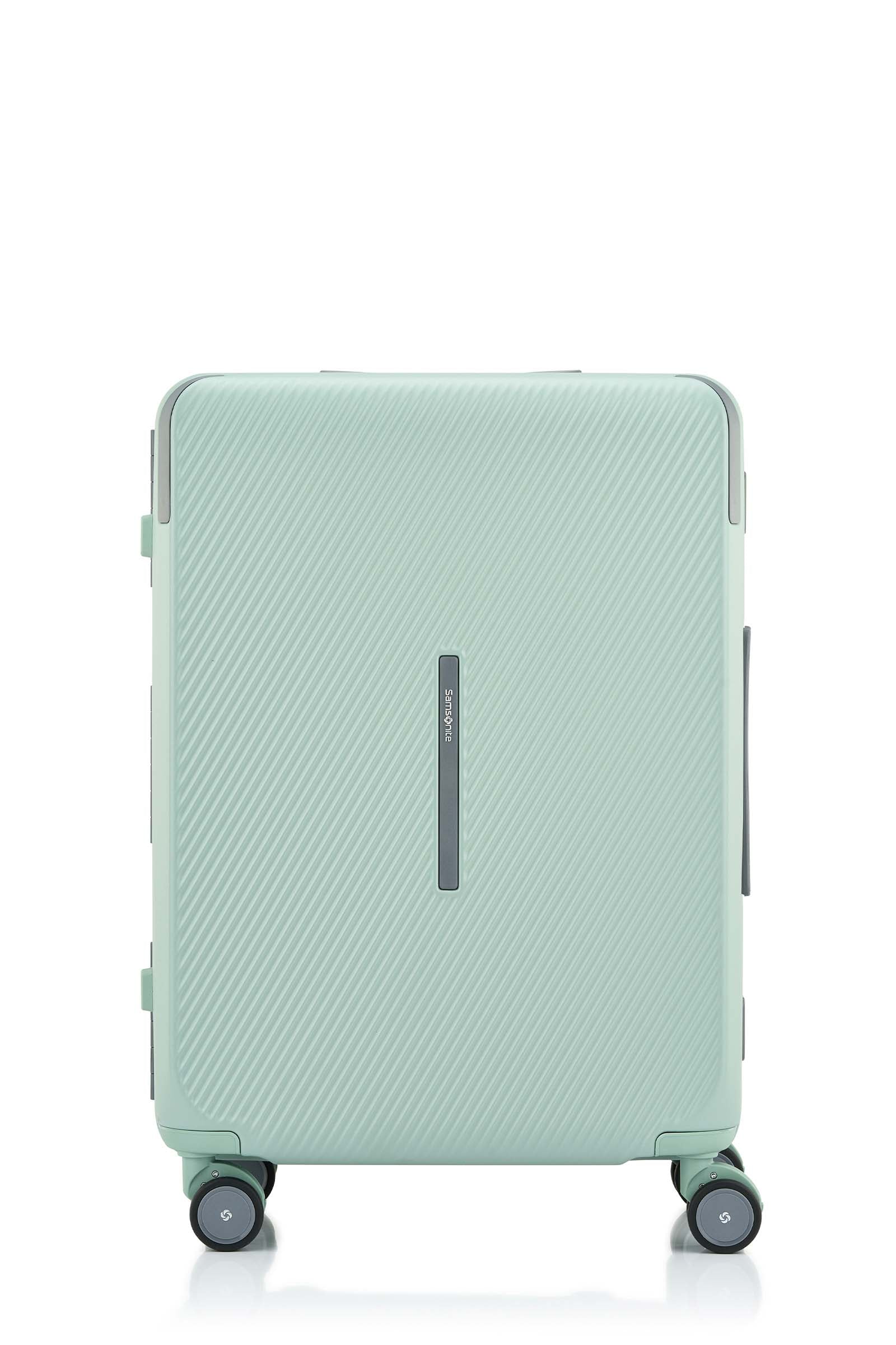 Front view of the Evox Spinner Medium luggage in Mint. Shop the Collection Online.