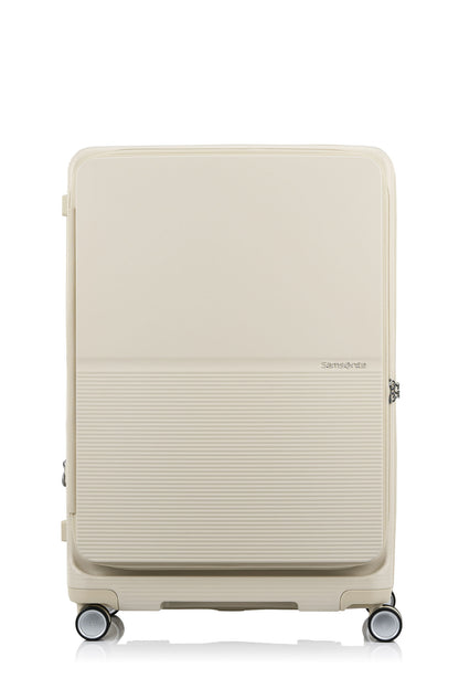 Front view of the Samsonite Flatform Spinner Large in Ivory. Shop the Latest Online