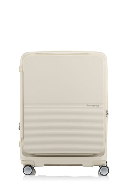 Front view of the Samsonite Flatform Spinner Medium in Ivory. Shop the Latest Online