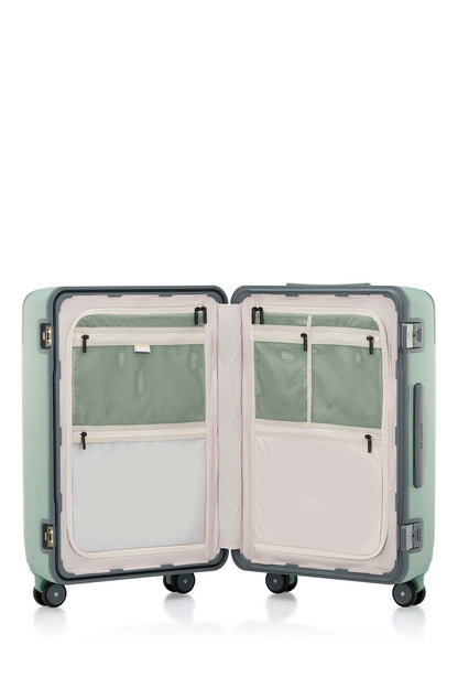 Interior view of the Evox Spinner Medium luggage in Mint. Shop the Collection Online.
