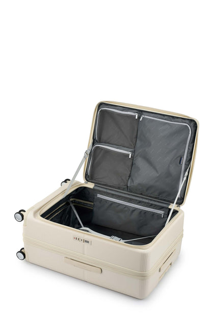 Interior view of the Samsonite Flatform Spinner Large in Ivory. Shop the Latest Online