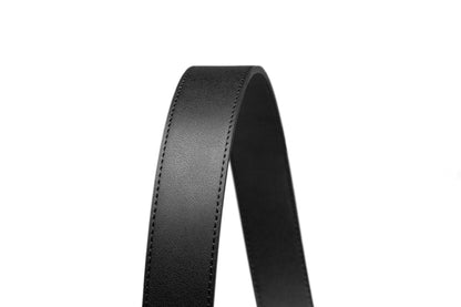 Leather stitched view of the AAMIR II BIZPIN PLATE 04 BELT. Shop Now Online