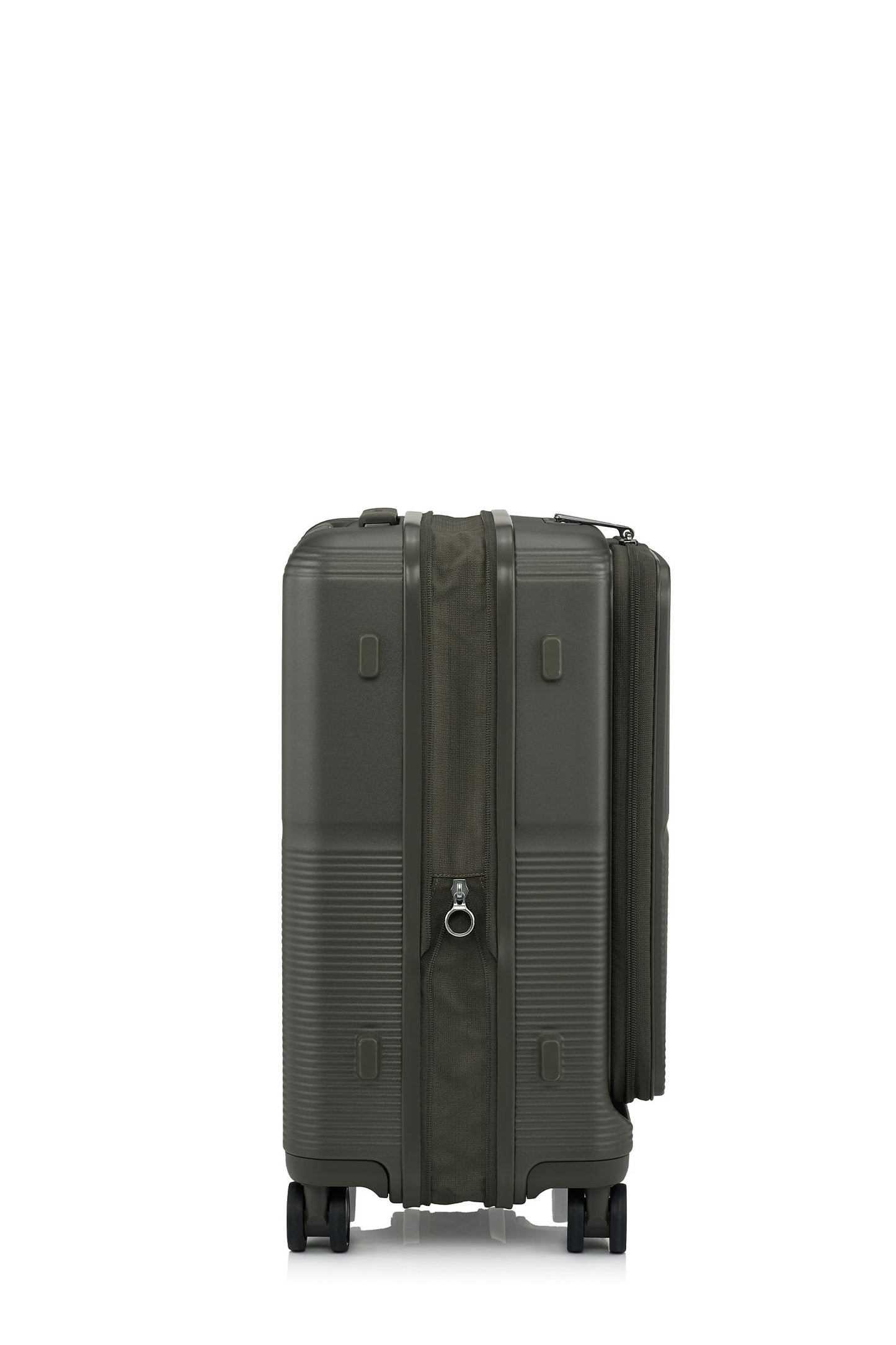 Other Side view of the Samsonite Flatform Spinner Cabin in Dark Moss. Shop the Latest Online