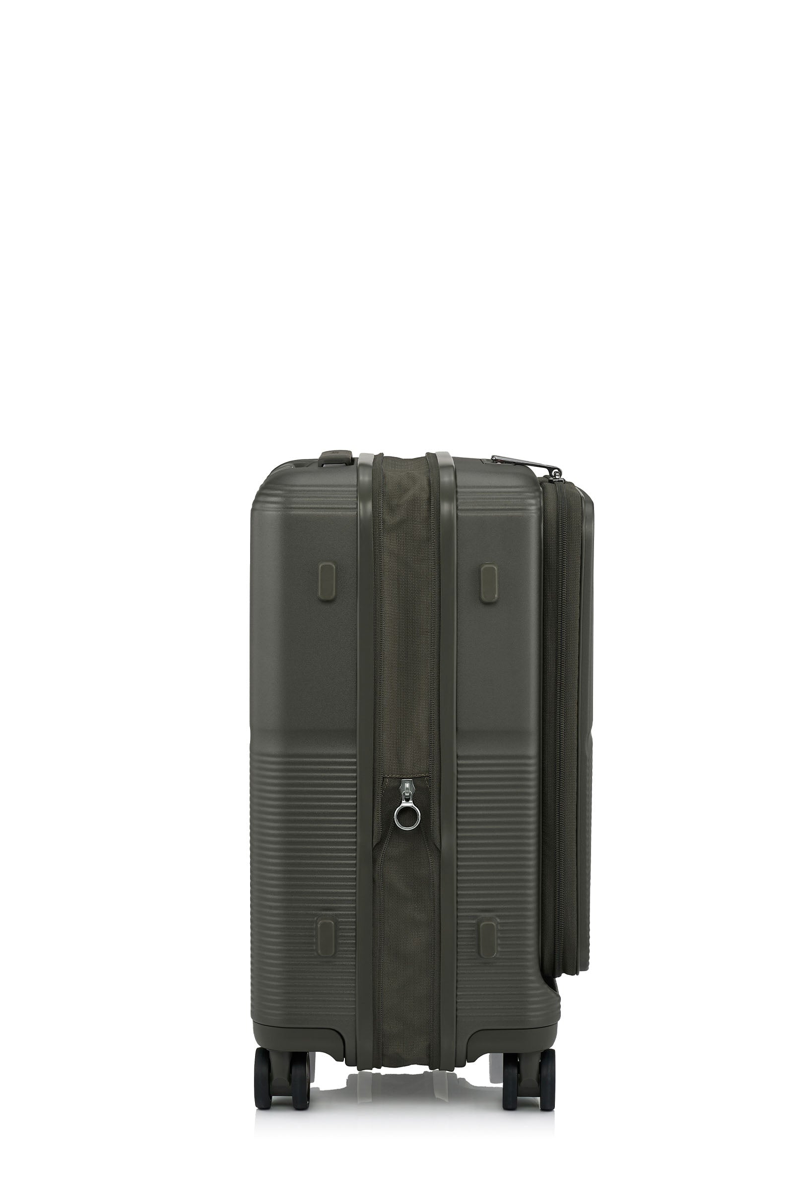 Other Side view of the Samsonite Flatform Spinner Cabin in Dark Moss. Shop the Latest Online