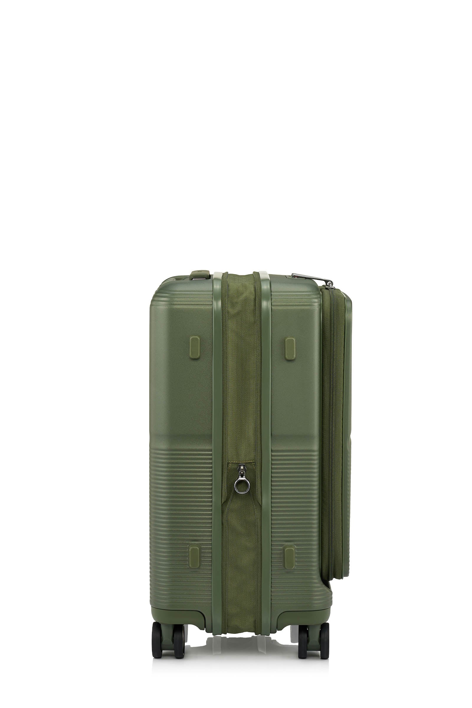Other Side view of the Samsonite Flatform Spinner Cabin in Metallic Green. Shop the Latest Online