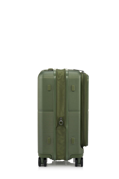 Other Side view of the Samsonite Flatform Spinner Cabin in Metallic Green. Shop the Latest Online