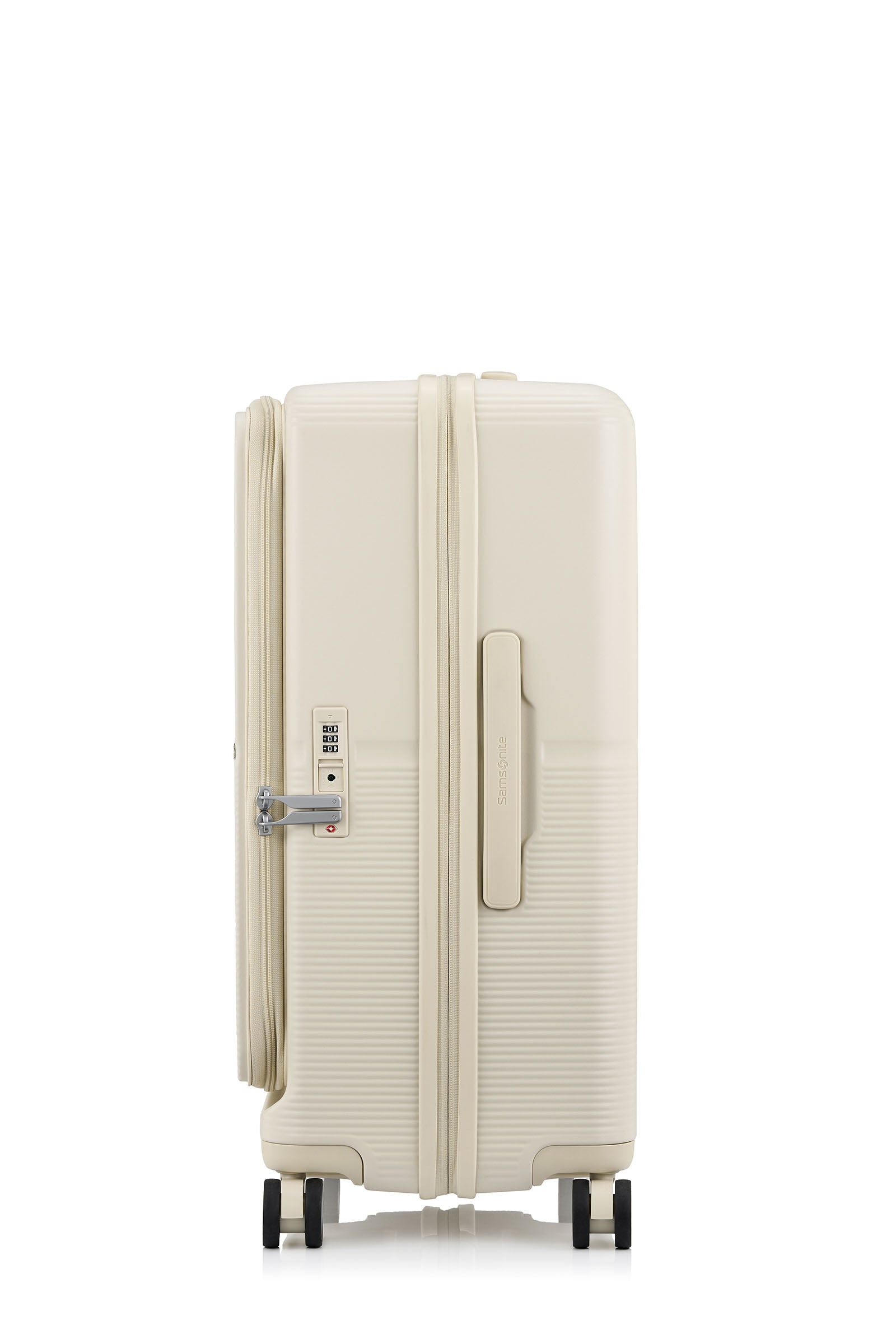 Other Side view of the Samsonite Flatform Spinner Medium in Ivory. Shop the Latest Online
