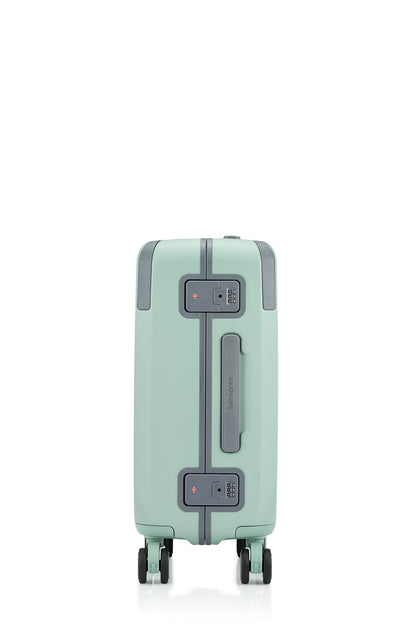 Side view of the Evox Spinner Cabin luggage in Mint. Shop the Collection Online.